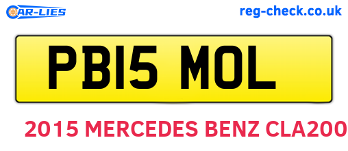 PB15MOL are the vehicle registration plates.