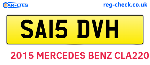 SA15DVH are the vehicle registration plates.
