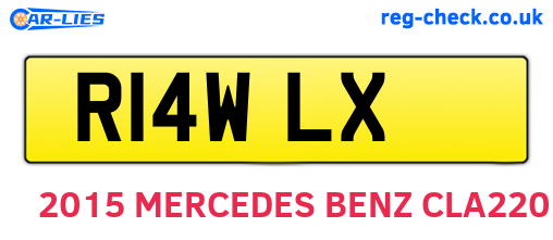 R14WLX are the vehicle registration plates.