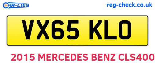 VX65KLO are the vehicle registration plates.