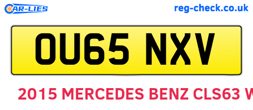 OU65NXV are the vehicle registration plates.