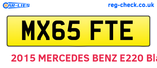 MX65FTE are the vehicle registration plates.