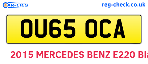 OU65OCA are the vehicle registration plates.