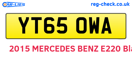 YT65OWA are the vehicle registration plates.
