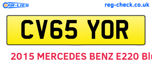 CV65YOR are the vehicle registration plates.