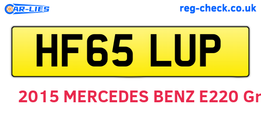 HF65LUP are the vehicle registration plates.