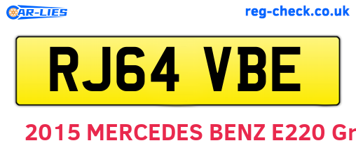 RJ64VBE are the vehicle registration plates.