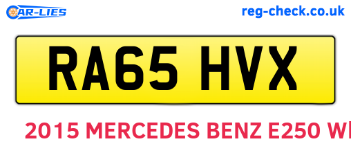 RA65HVX are the vehicle registration plates.