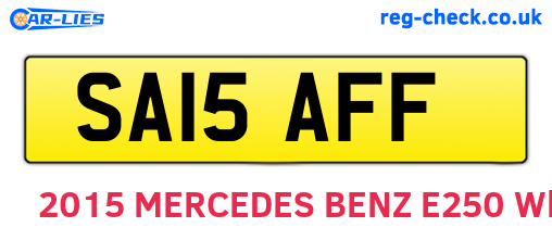 SA15AFF are the vehicle registration plates.