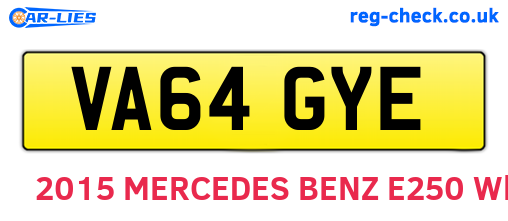 VA64GYE are the vehicle registration plates.