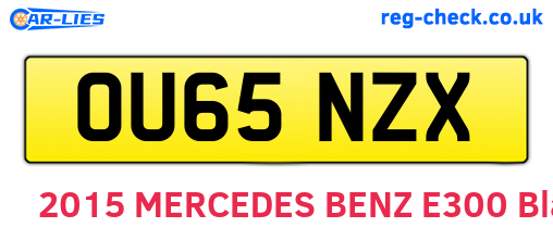 OU65NZX are the vehicle registration plates.