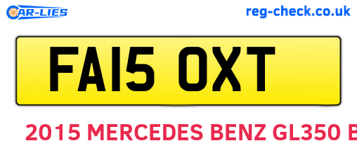 FA15OXT are the vehicle registration plates.
