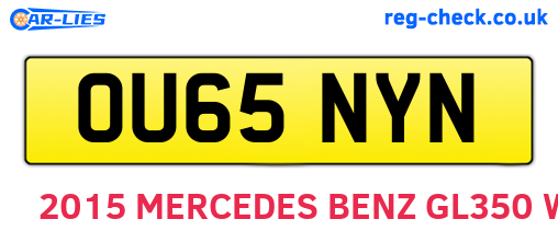 OU65NYN are the vehicle registration plates.