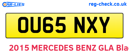 OU65NXY are the vehicle registration plates.