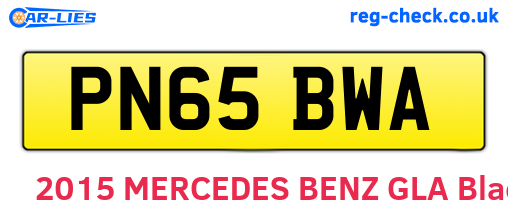 PN65BWA are the vehicle registration plates.