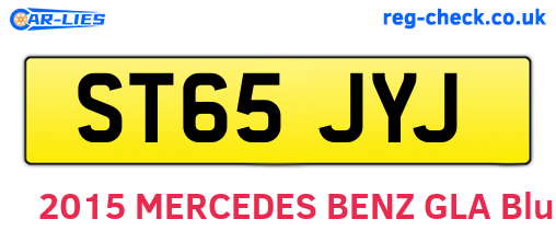 ST65JYJ are the vehicle registration plates.