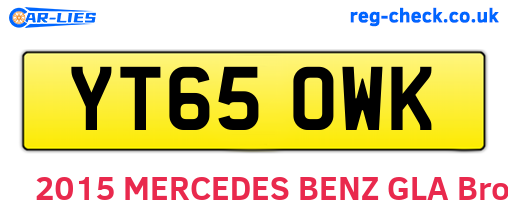 YT65OWK are the vehicle registration plates.