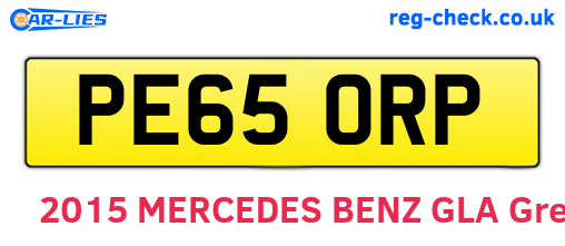 PE65ORP are the vehicle registration plates.
