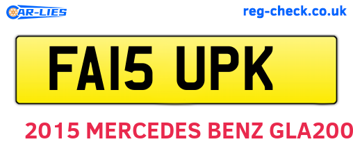 FA15UPK are the vehicle registration plates.