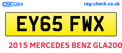 EY65FWX are the vehicle registration plates.