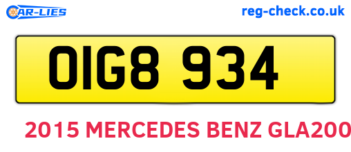 OIG8934 are the vehicle registration plates.