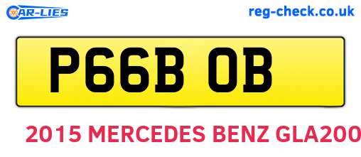 P66BOB are the vehicle registration plates.