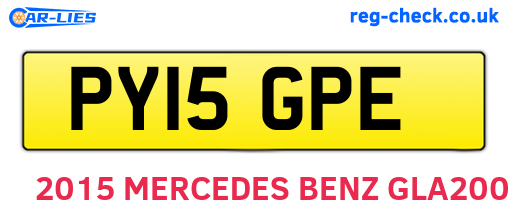 PY15GPE are the vehicle registration plates.
