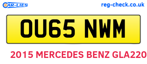 OU65NWM are the vehicle registration plates.
