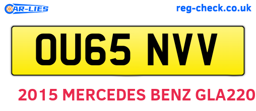 OU65NVV are the vehicle registration plates.