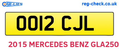 OO12CJL are the vehicle registration plates.