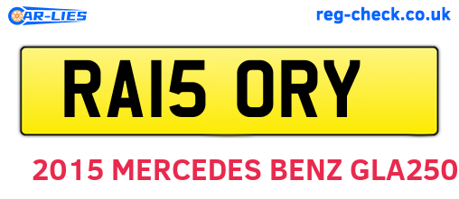 RA15ORY are the vehicle registration plates.