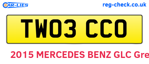 TW03CCO are the vehicle registration plates.