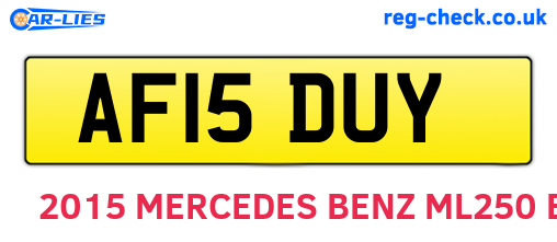 AF15DUY are the vehicle registration plates.