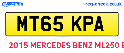 MT65KPA are the vehicle registration plates.