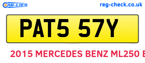 PAT557Y are the vehicle registration plates.