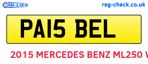 PA15BEL are the vehicle registration plates.