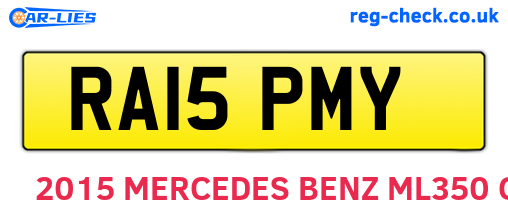 RA15PMY are the vehicle registration plates.
