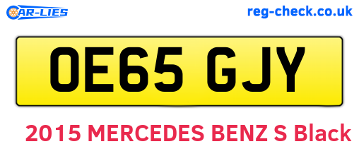OE65GJY are the vehicle registration plates.