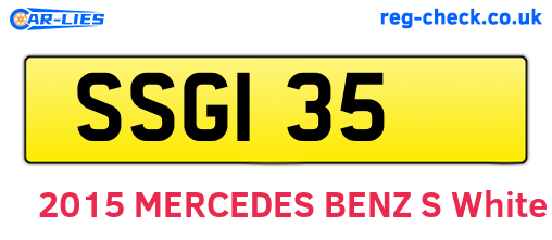 SSG135 are the vehicle registration plates.