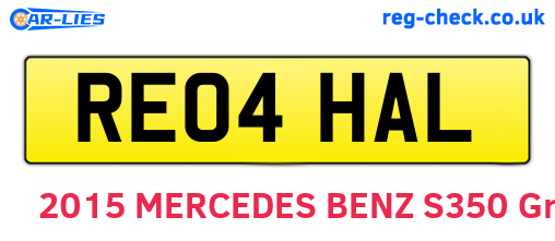 RE04HAL are the vehicle registration plates.