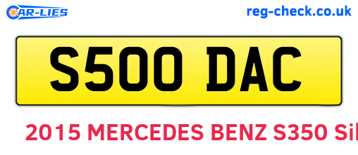 S500DAC are the vehicle registration plates.