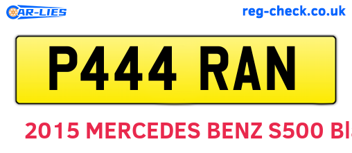 P444RAN are the vehicle registration plates.