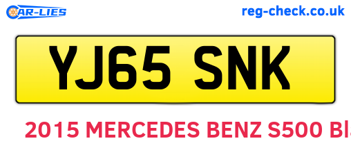 YJ65SNK are the vehicle registration plates.