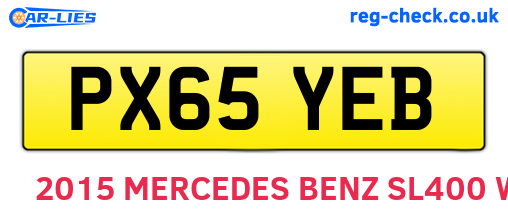 PX65YEB are the vehicle registration plates.
