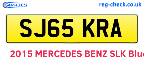 SJ65KRA are the vehicle registration plates.