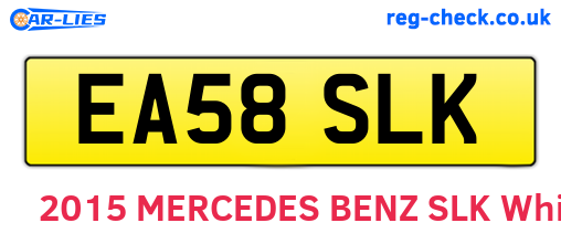 EA58SLK are the vehicle registration plates.