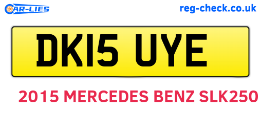 DK15UYE are the vehicle registration plates.