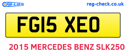 FG15XEO are the vehicle registration plates.