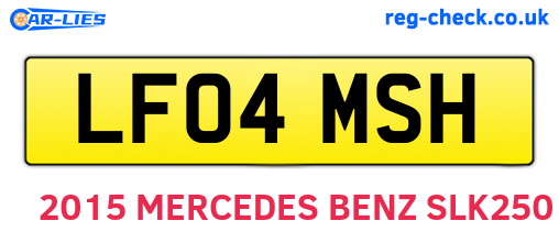 LF04MSH are the vehicle registration plates.