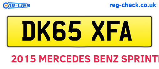 DK65XFA are the vehicle registration plates.